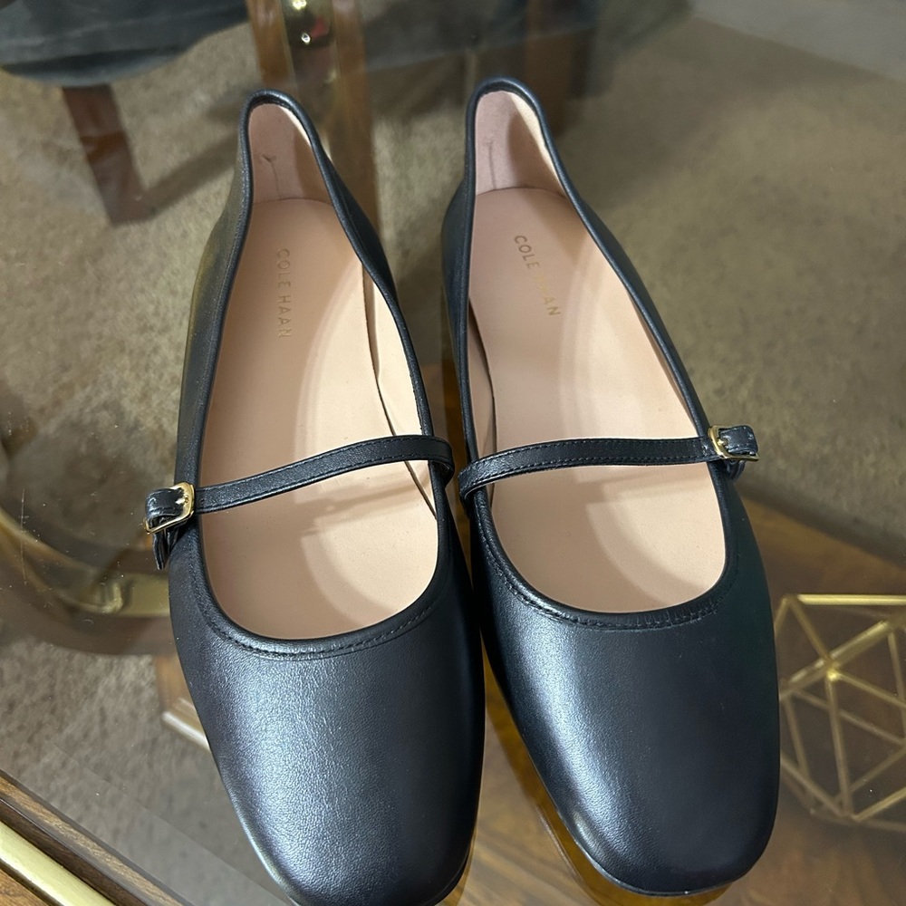Cole Haan Black Mary Jane Flats with Strap